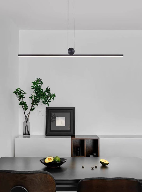 Black One word long strip restaurant chandelier