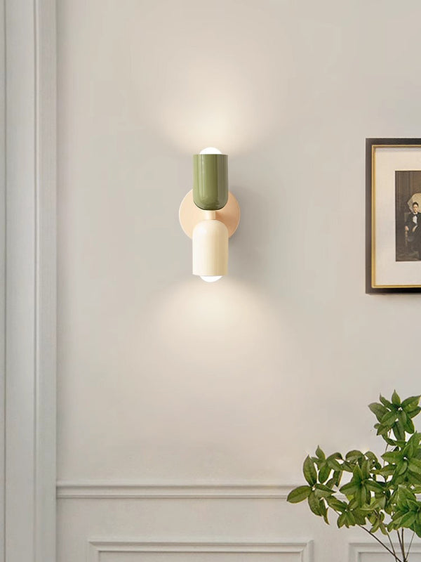 Cream style double head bedroom bedside wall lamp