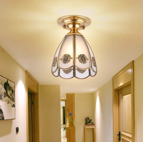 European style copper home decoration corridor entrance balcony small ceiling lamp