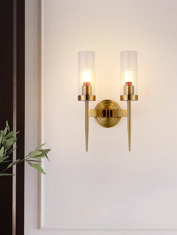 Full copper glass bedside aisle wall lamp