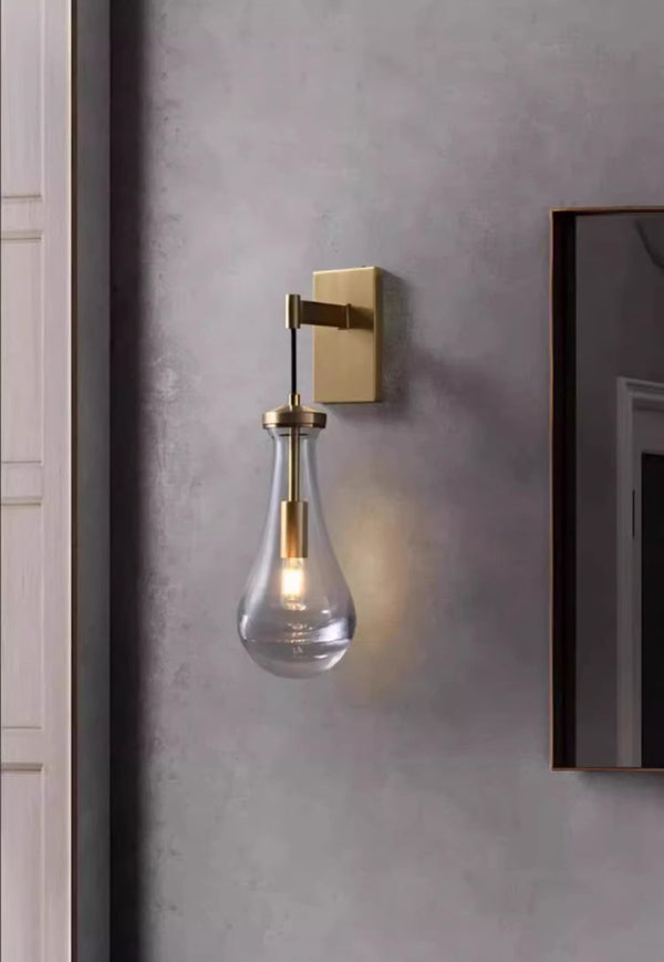 All-copper creative water drop bedroom bedside wall lamp
