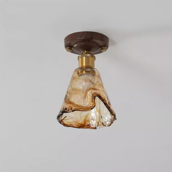 Walnut grain glass corridor ceiling lamp