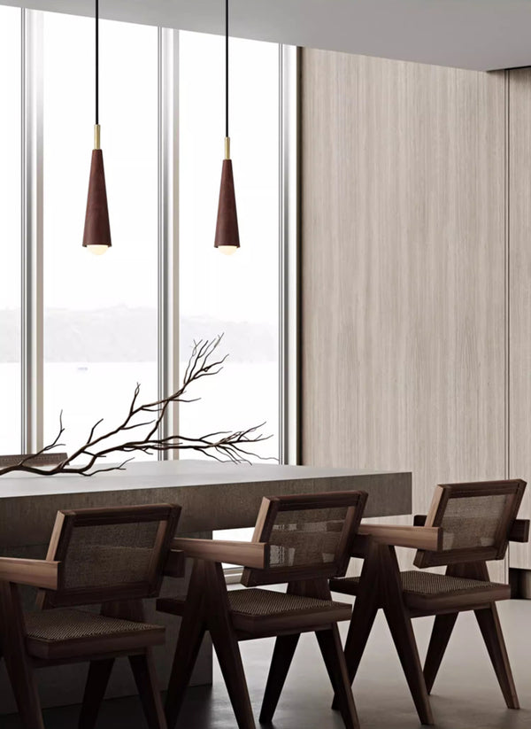 Lustre de chevet de chambre en bois massif tout en cuivre
