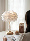 Lampe de chevet de chambre à coucher en plumes