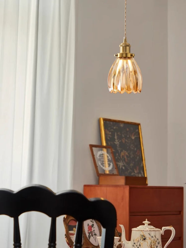 Medieval style bedroom bedside glass flower small chandelier