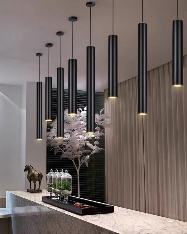 LED long tube cylindrical chandelier