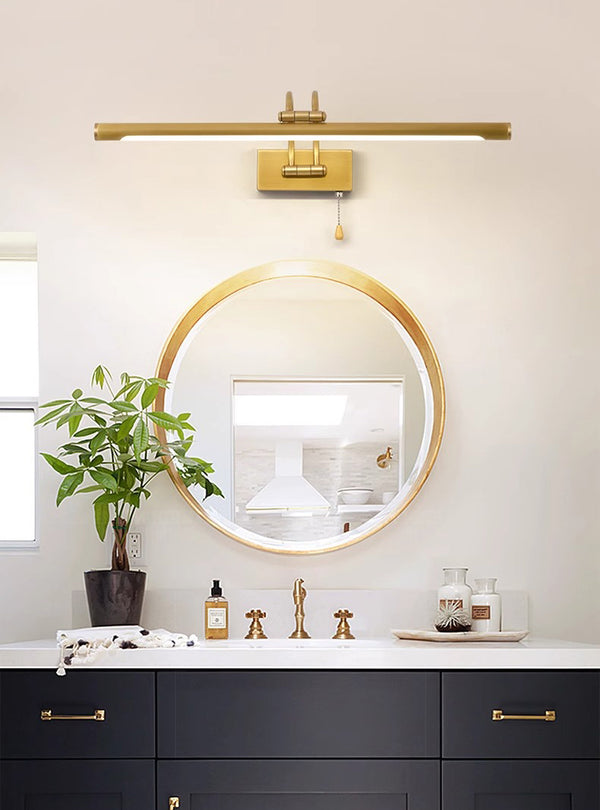 All-copper foldable LED mirror wall lamp
