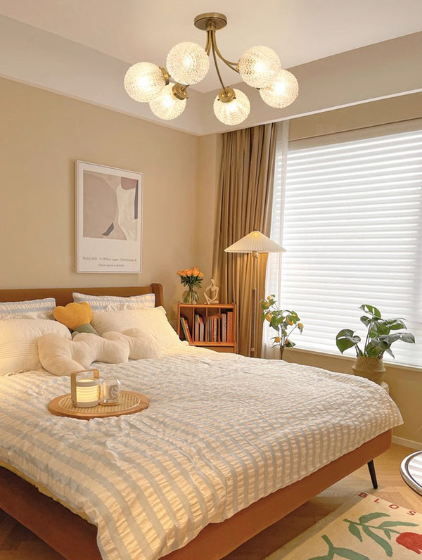 American all-copper glass bedroom chandelier