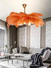 Creative personality all-copper ostrich feather chandelier