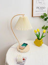 Cream Pleated Bedroom Table Lamp