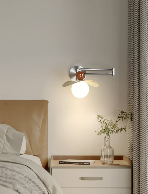 Cream style movable bedside wall lamp