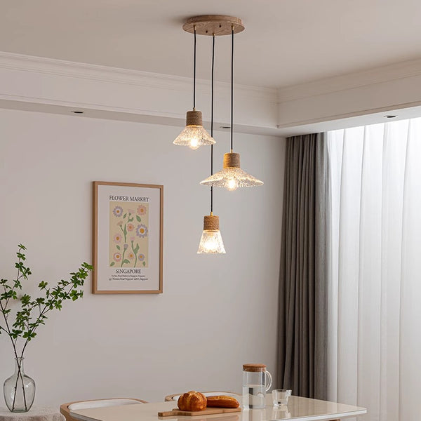 Kronleuchter aus Holzwindglas im japanischen Stil