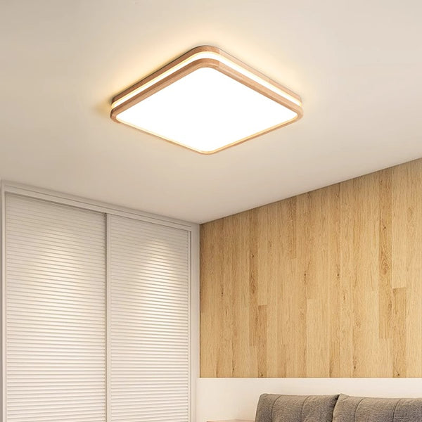 Solid wood LED ceiling light