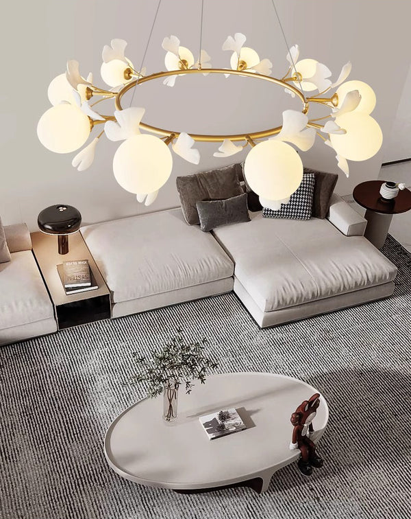 French creative ginkgo leaf living room chandelier