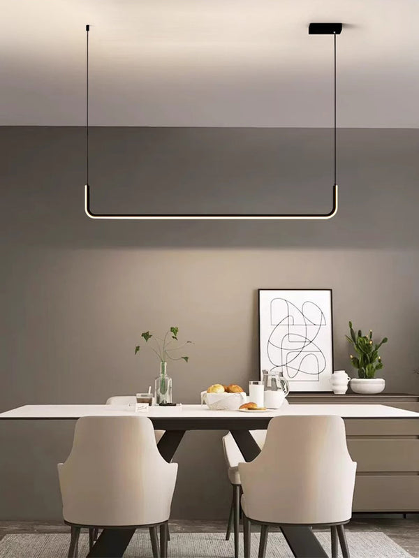 Suspension de salle à manger moderne à LED géométrique à longue bande