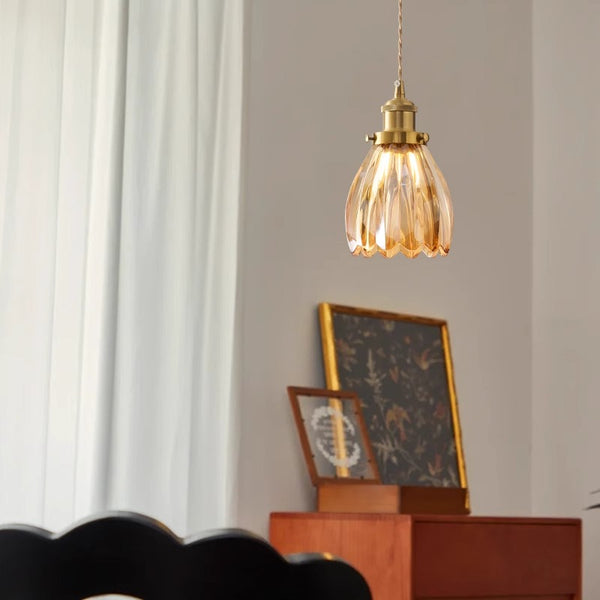 Medieval style bedroom bedside glass flower small chandelier