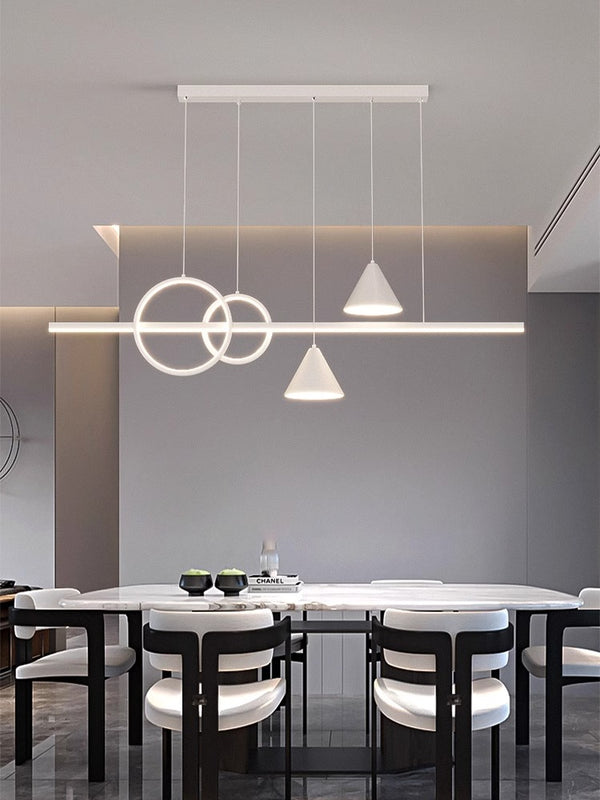 Lustre de restaurant à longue bande géométrique créative minimaliste