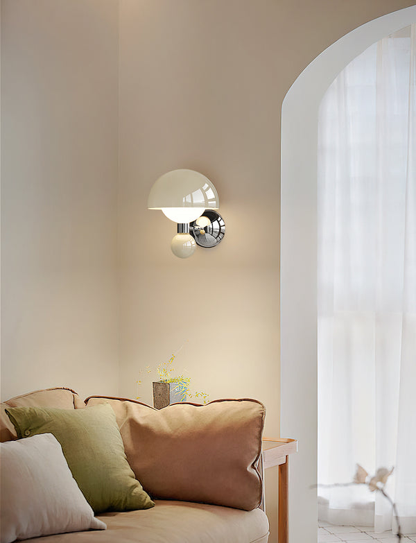 Applique de chevet de chambre à coucher de style champignon crème