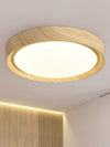 Einfache runde Deckenlampe für Schlafzimmer mit Holzmaserung