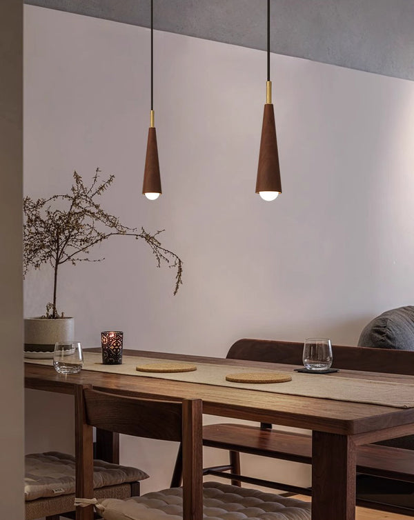 Lustre de chevet de chambre en bois massif tout en cuivre