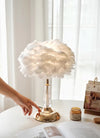 Lampe de chevet de chambre à coucher en plumes