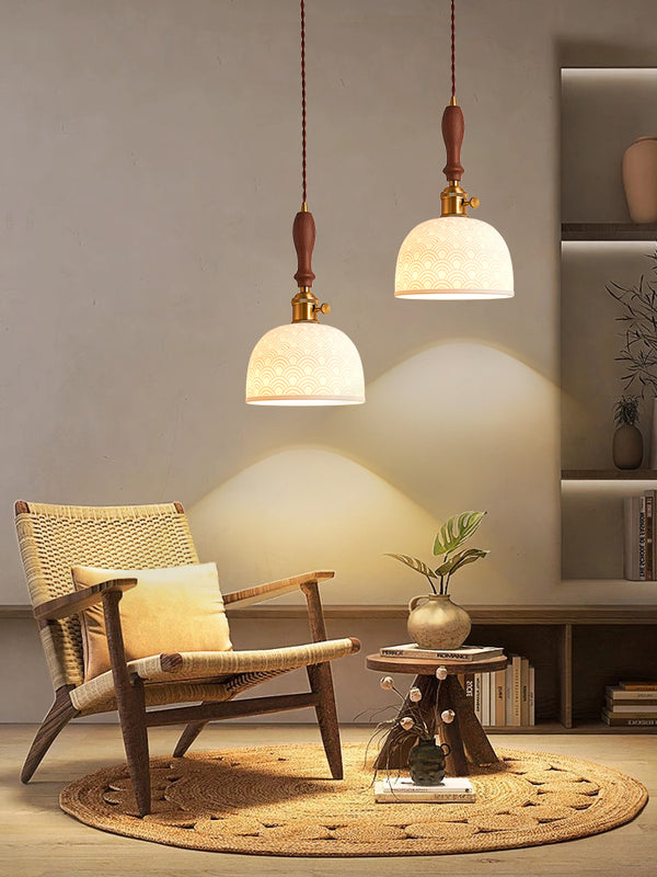 Wabi-sabi style bedroom bedside ceramic chandelier