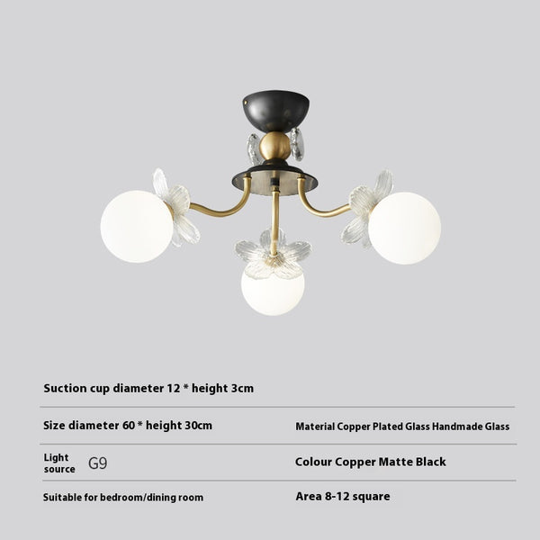 French cream style full copper living room and bedroom ceiling lamp