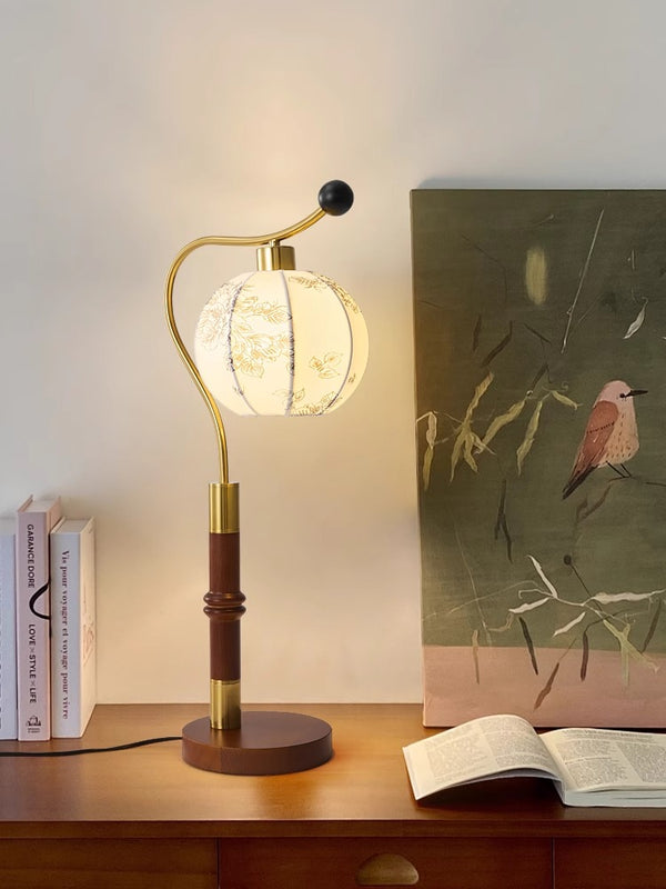 Lampe de table d'étude de chambre à coucher en tissu rétro français