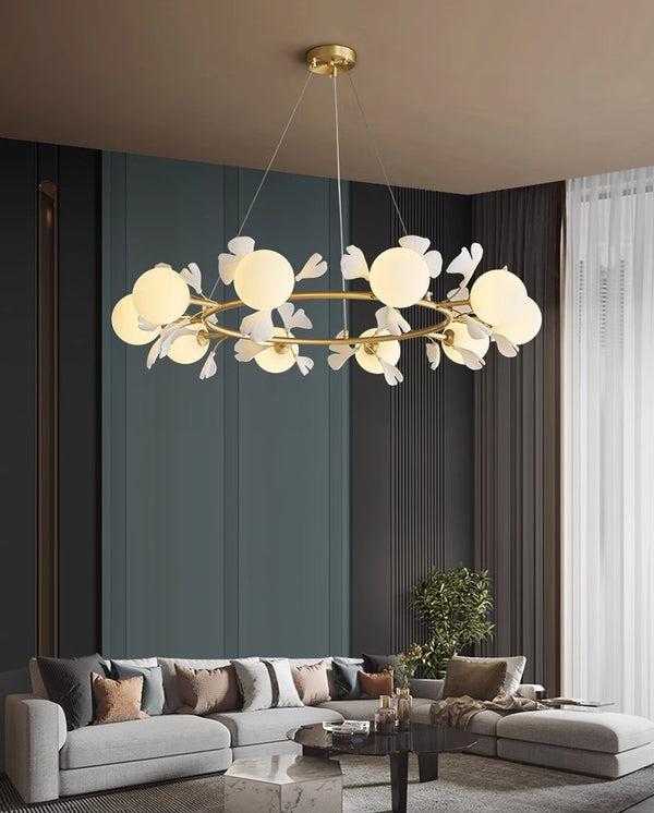 French creative ginkgo leaf living room chandelier