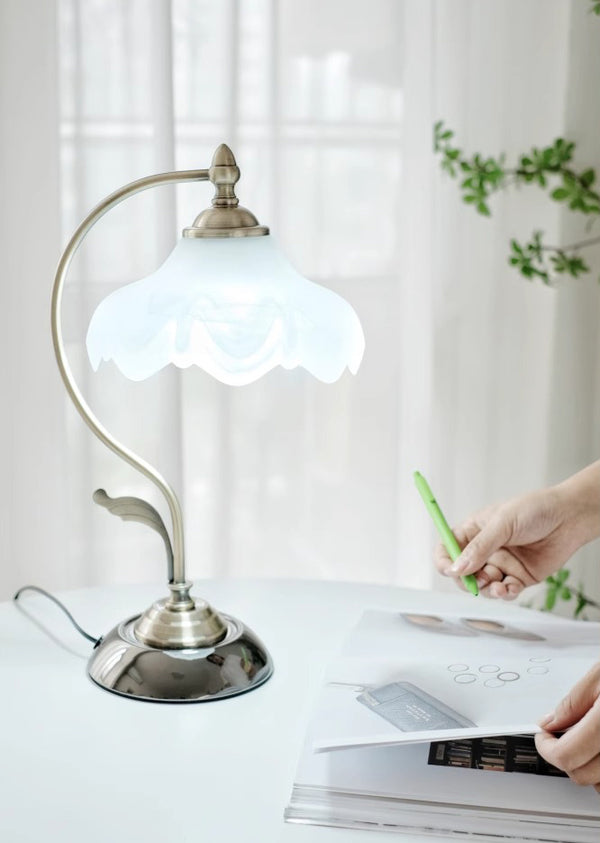 French retro glass bedside table lamp