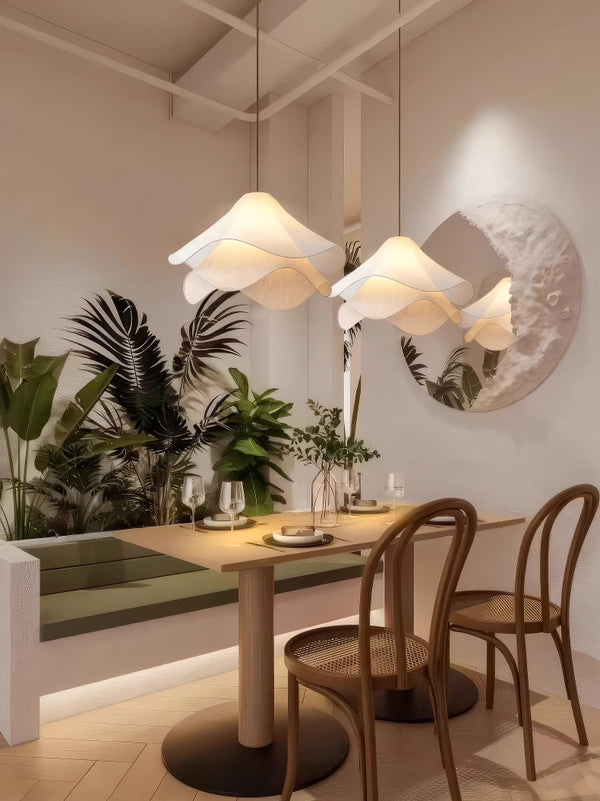 French cream style fabric restaurant chandelier