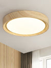 Einfache runde Deckenlampe für Schlafzimmer mit Holzmaserung