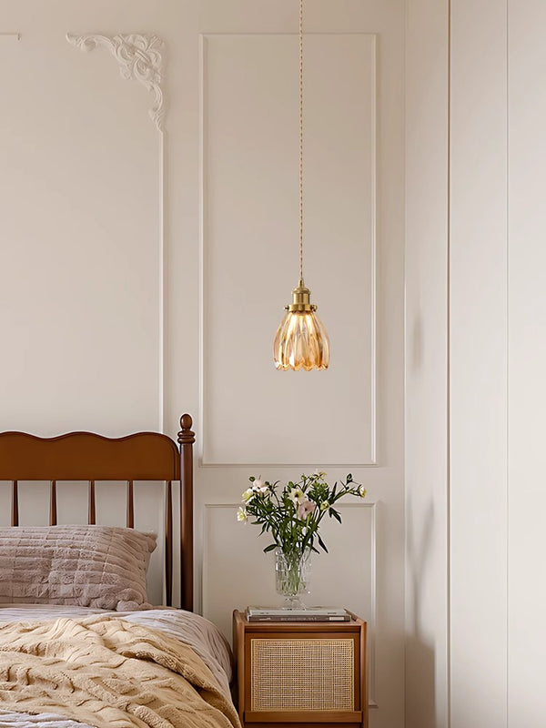 Medieval style bedroom bedside glass flower small chandelier