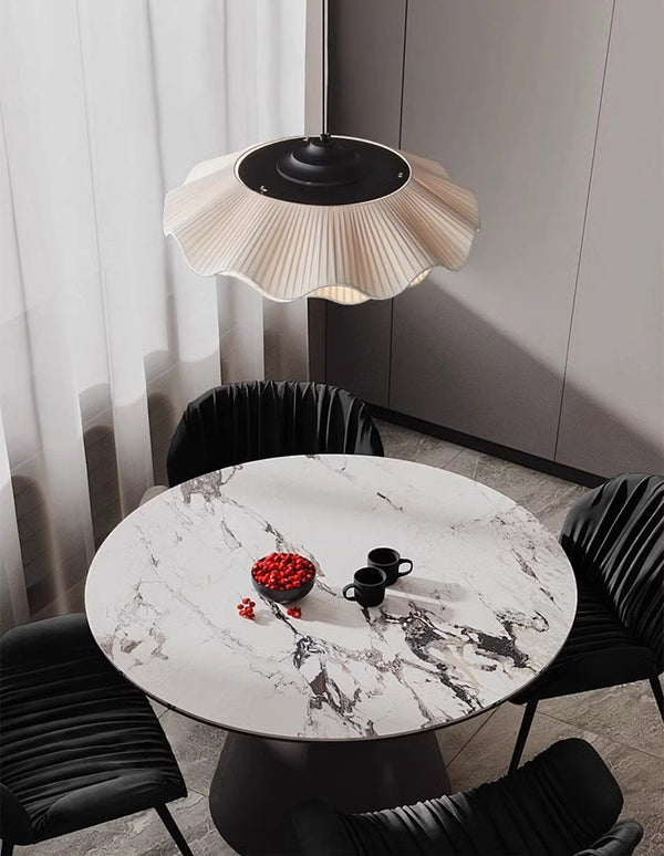 French fabric restaurant chandelier