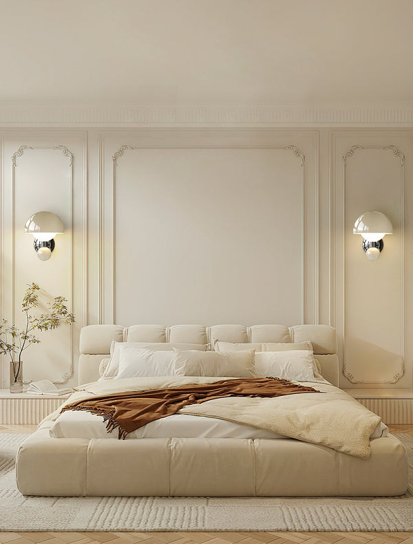 Applique de chevet de chambre à coucher de style champignon crème
