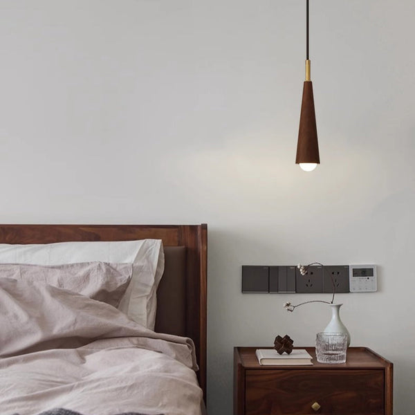Lustre de chevet de chambre en bois massif tout en cuivre