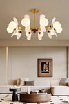 Vintage Walnut Bedroom Living Room Glass Chandelier