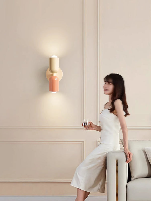 Cream style double head bedroom bedside wall lamp