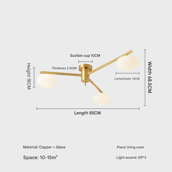 All-copper creative magic bean glass living room ceiling lamp