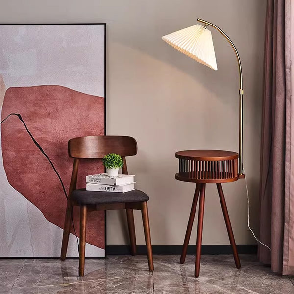 Retro Massivholz Stehlampe