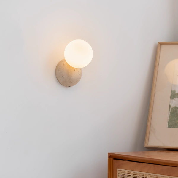 Wabi-sabi style yellow travertine bedroom bedside corridor wall lamp