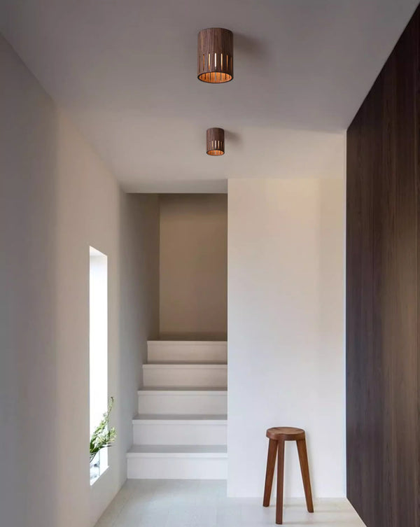 Plafonnier de couloir en noyer de style chinois
