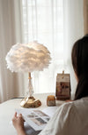 Lampe de chevet de chambre à coucher en plumes