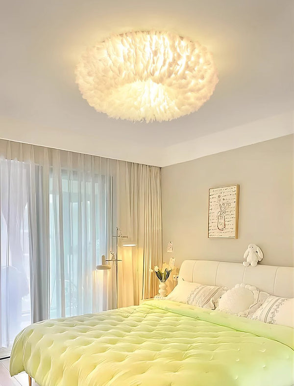 Cream style feather bedroom ceiling lamp