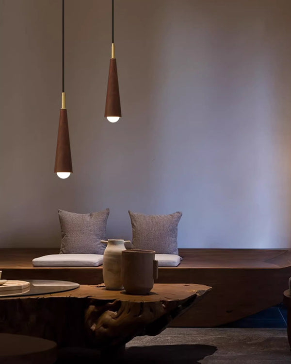 Lustre de chevet de chambre en bois massif tout en cuivre