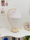 Cream Pleated Bedroom Table Lamp