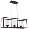 American retro rectangular iron glass restaurant chandelier