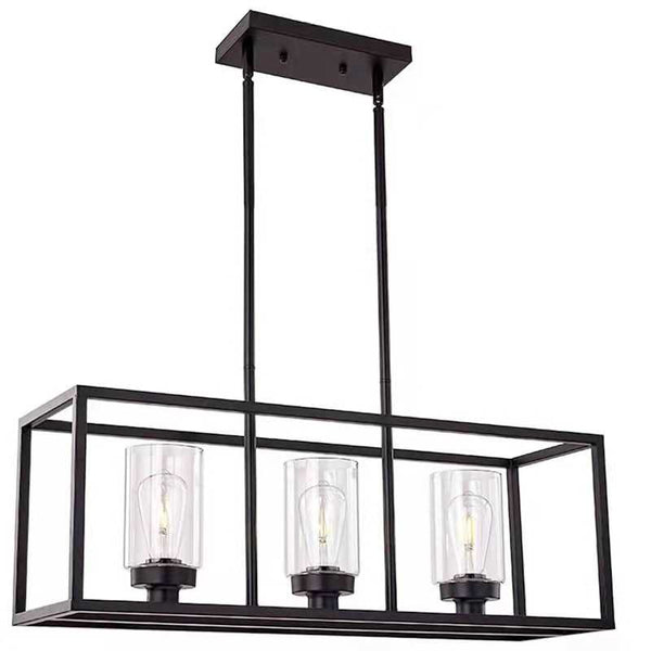 American retro rectangular iron glass restaurant chandelier