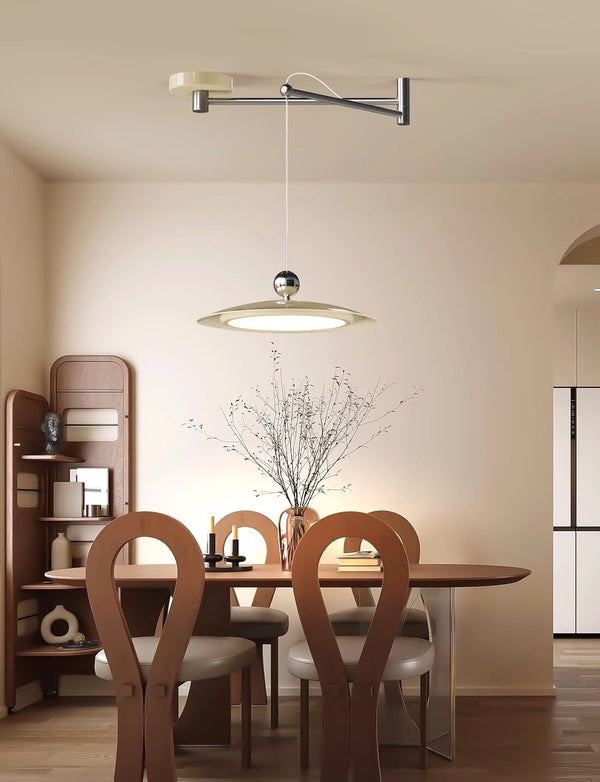 Swing arm flying saucer dining room chandelier