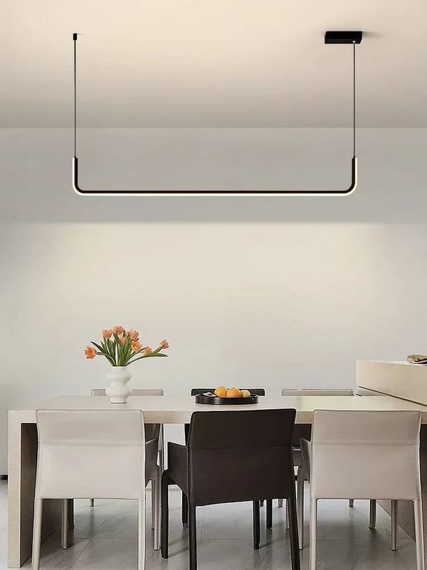 Suspension de salle à manger moderne à LED géométrique à longue bande